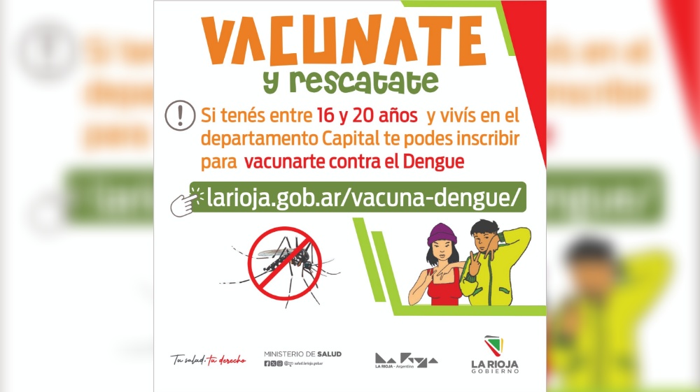 La Rioja inicia vacunación gratuita contra el dengue para jóvenes de 16 a 21 años